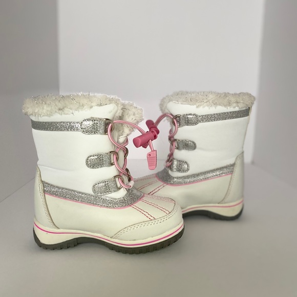 Toddler White & Pink Snow boots - Picture 3 of 8